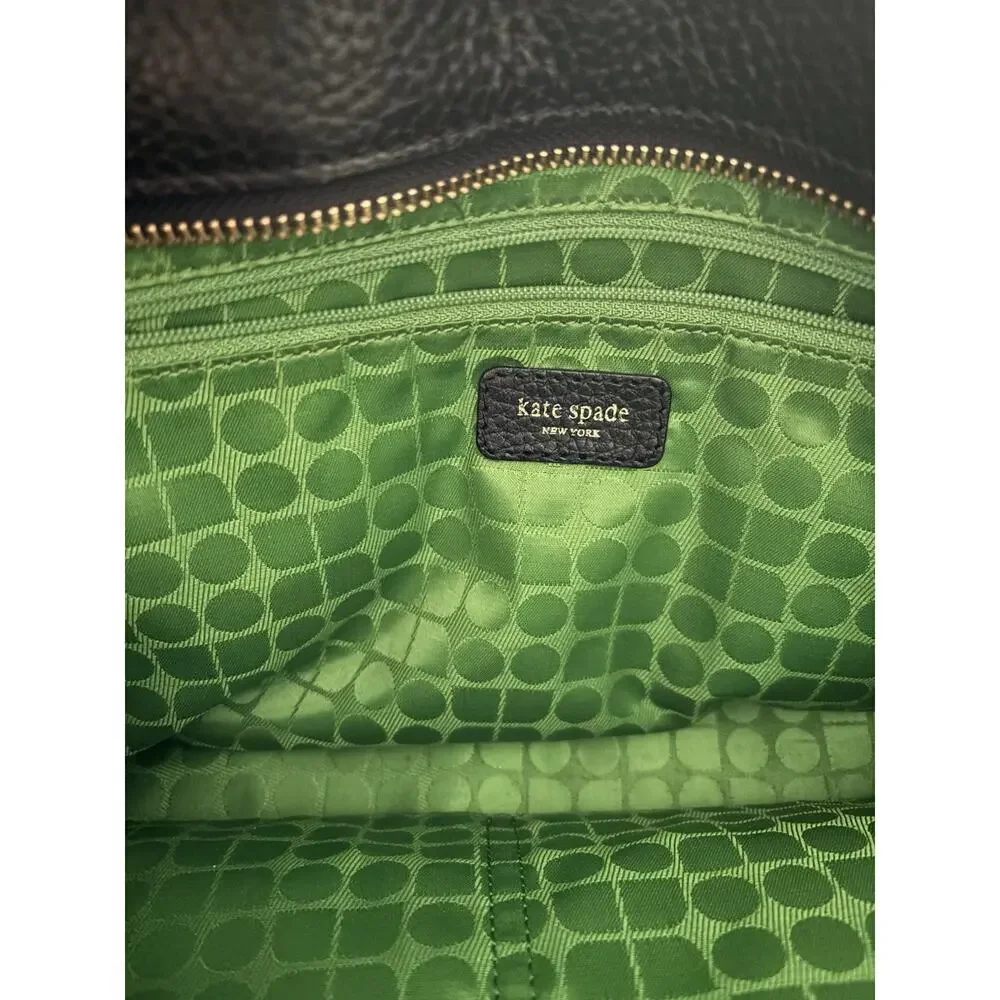 Kate Spade Black Perforated Pebbled Leather Satchel Shoulder Handbag EUC, $398.
